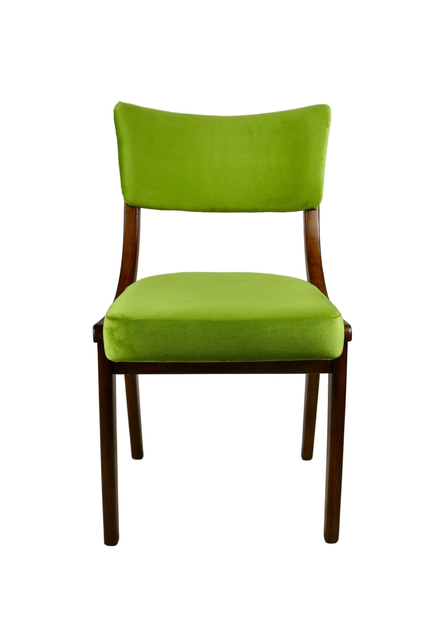 Krzesło, velvet zielony, drewno, lata 60.