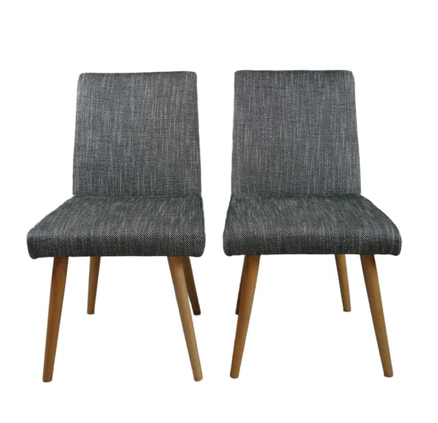 Para krzeseł, tapicerka srebrna czarno-biała jodełka, buk naturalny, Polska, lata 70. - WYMIARY