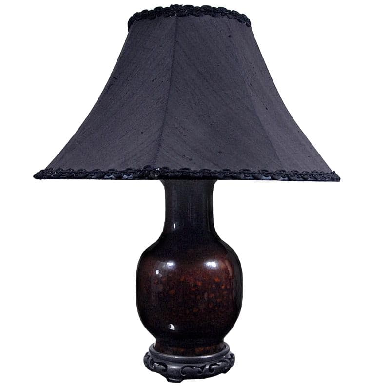 Dark Brown Ceramic Table Lamp, Italy, 1970s