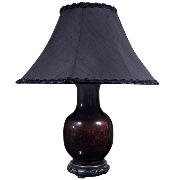 Dark Brown Ceramic Table Lamp, Italy, 1970s - DIMENSION