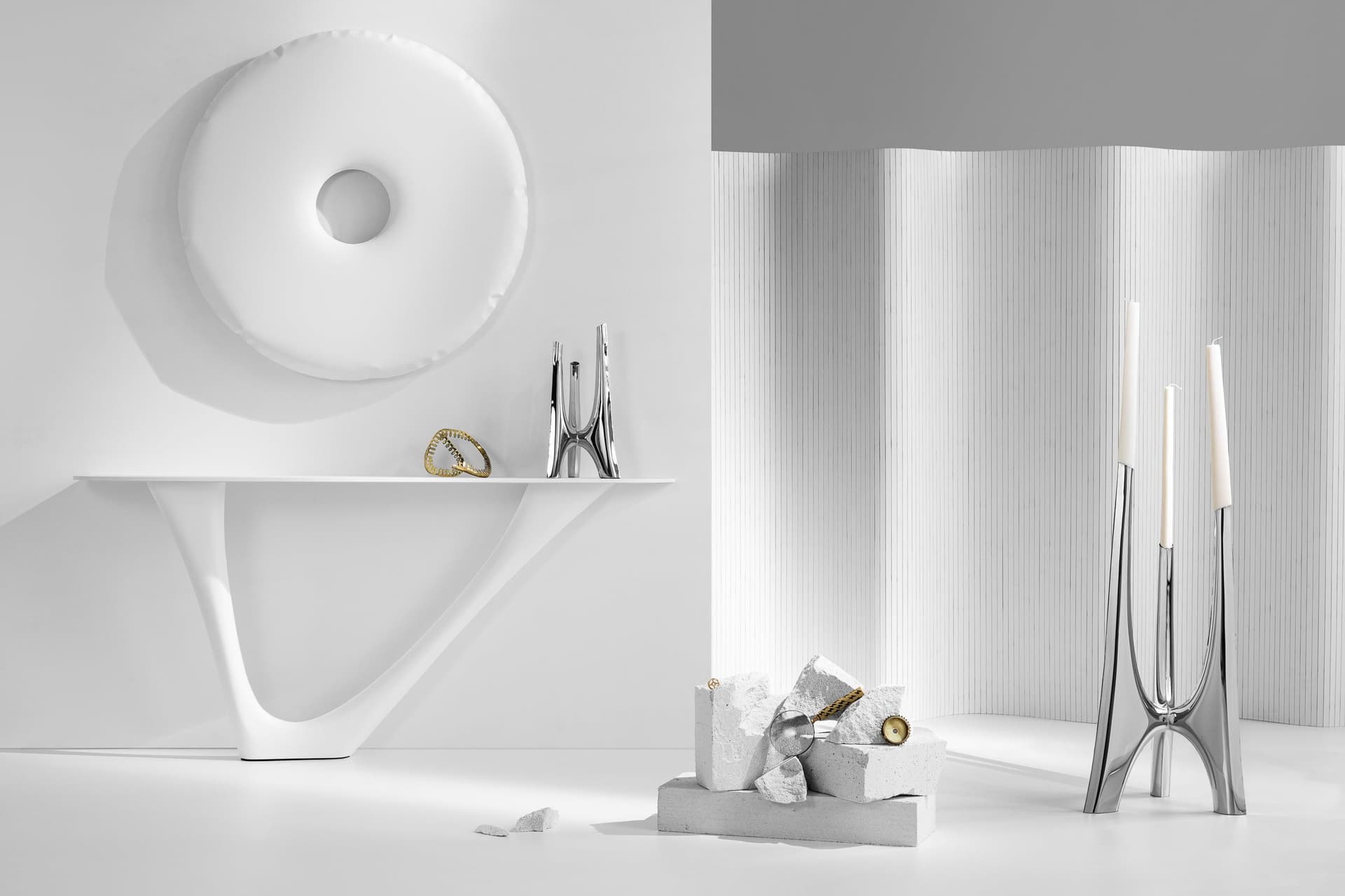 Świecznik TRIGLAV srebrny 83 cm, Zieta Studio - 122671