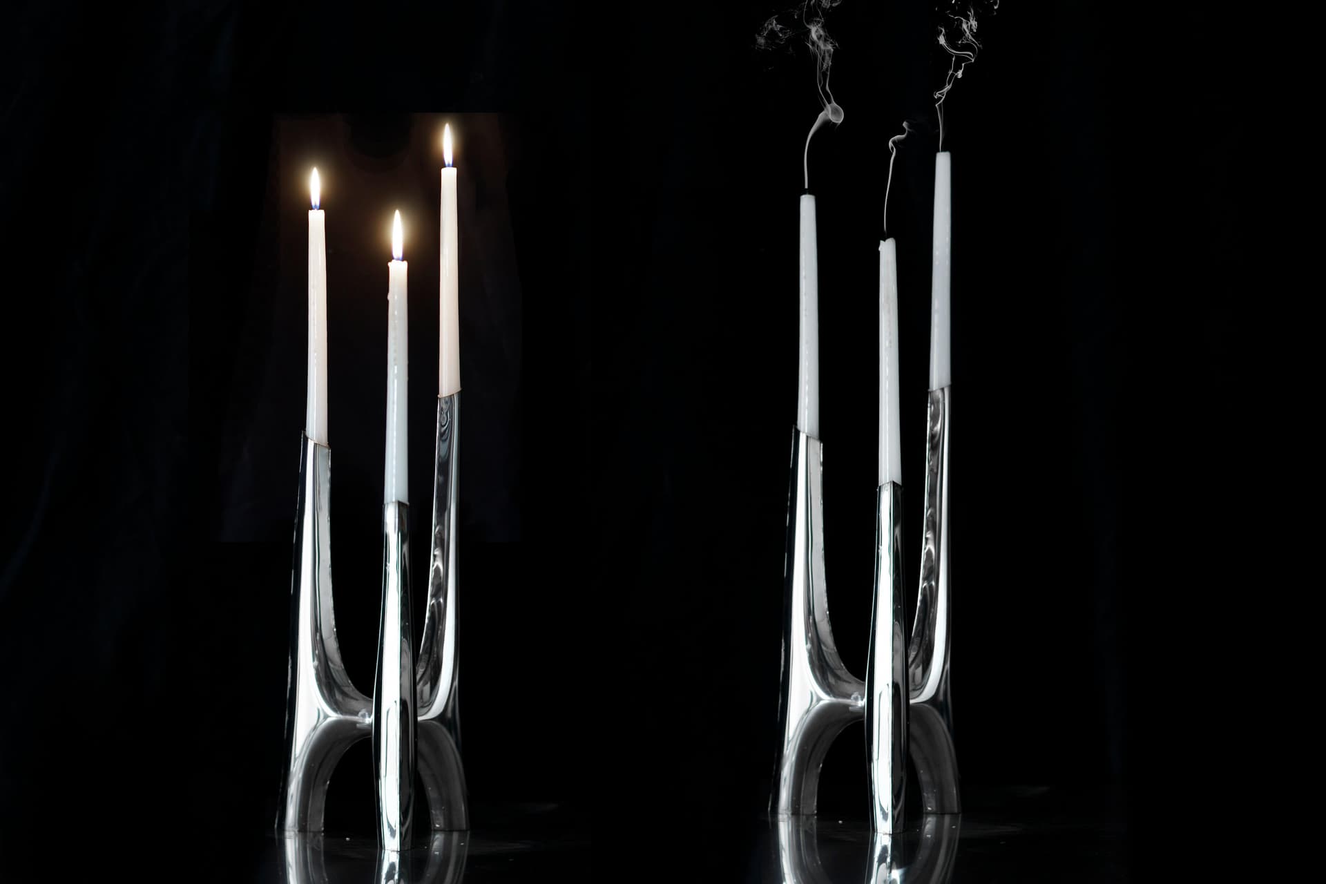 Świecznik TRIGLAV srebrny 83 cm, Zieta Studio - 122678