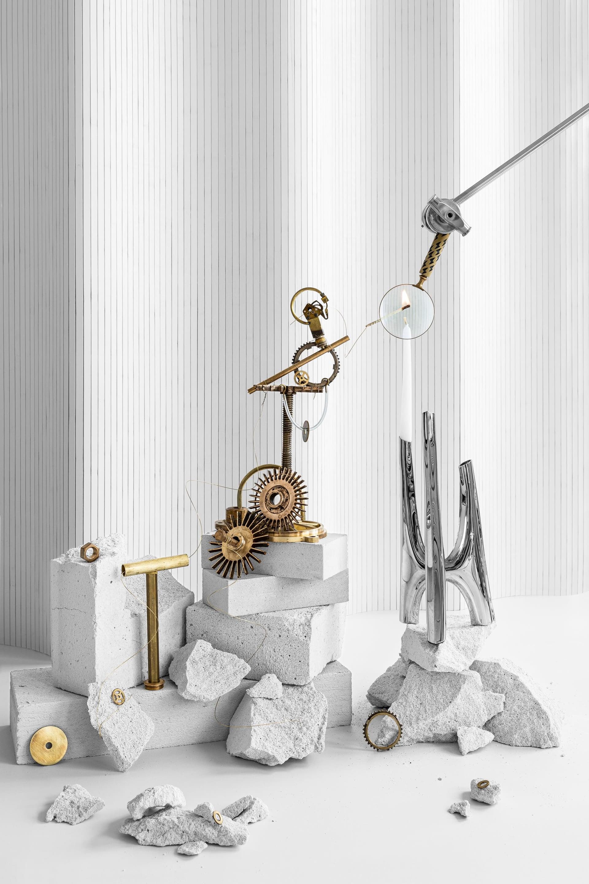 Świecznik TRIGLAV srebrny 41 cm, Zieta Studio - 122636