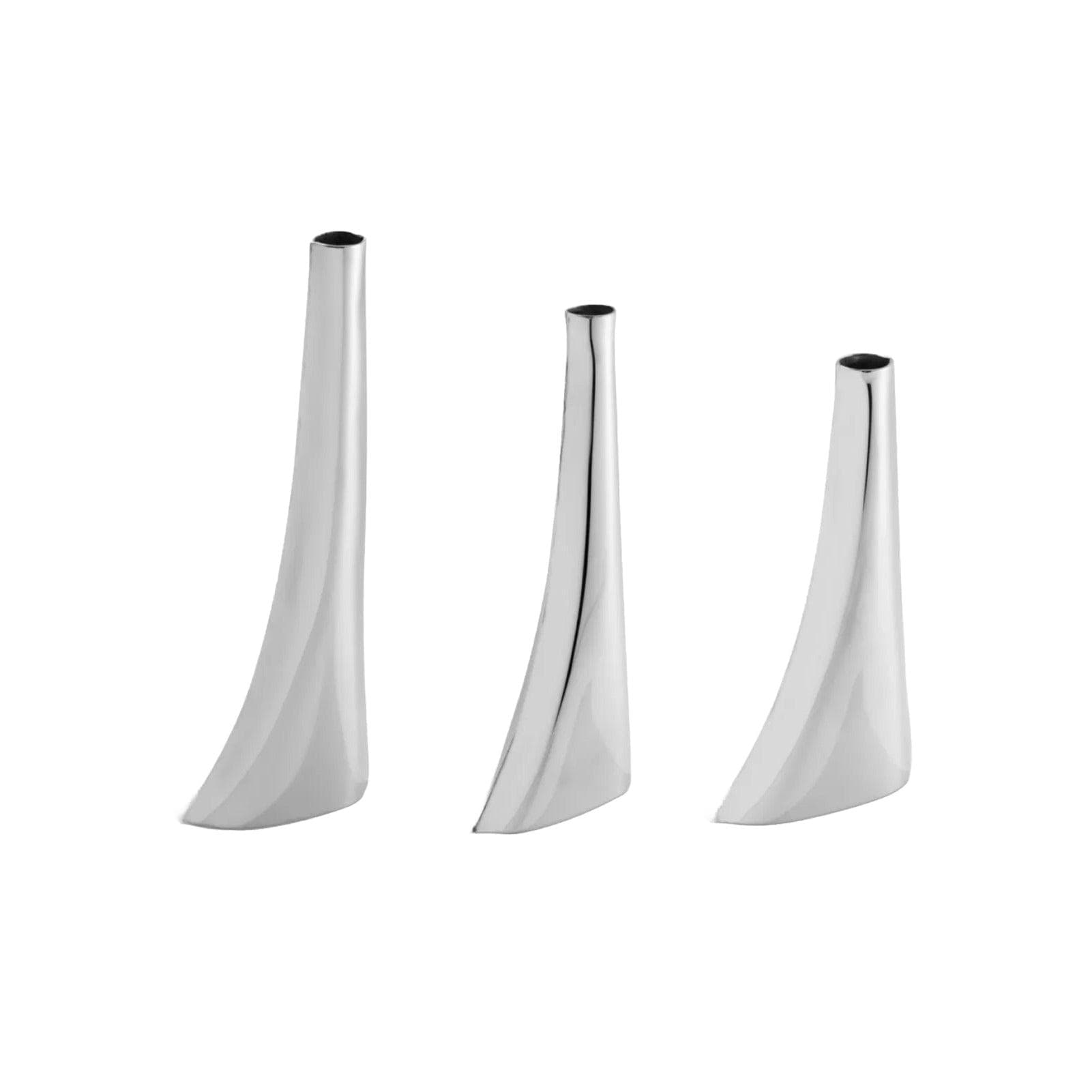 set of three LEYKI vases, stainless steel, silver, Zieta Studio