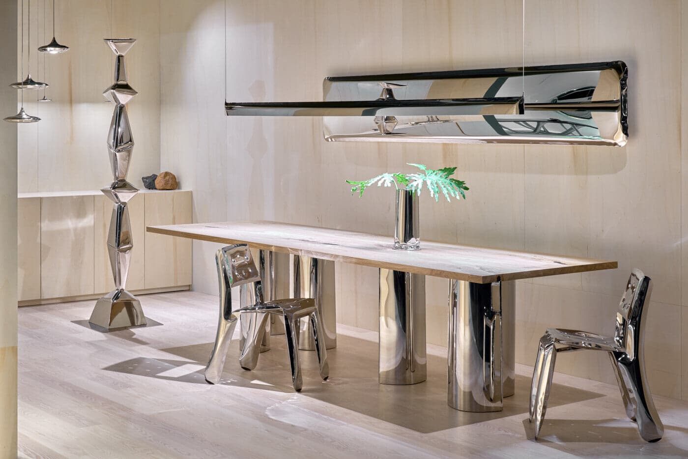 BLADE pendant lamp silver 160 cm, Zieta Studio - 122119