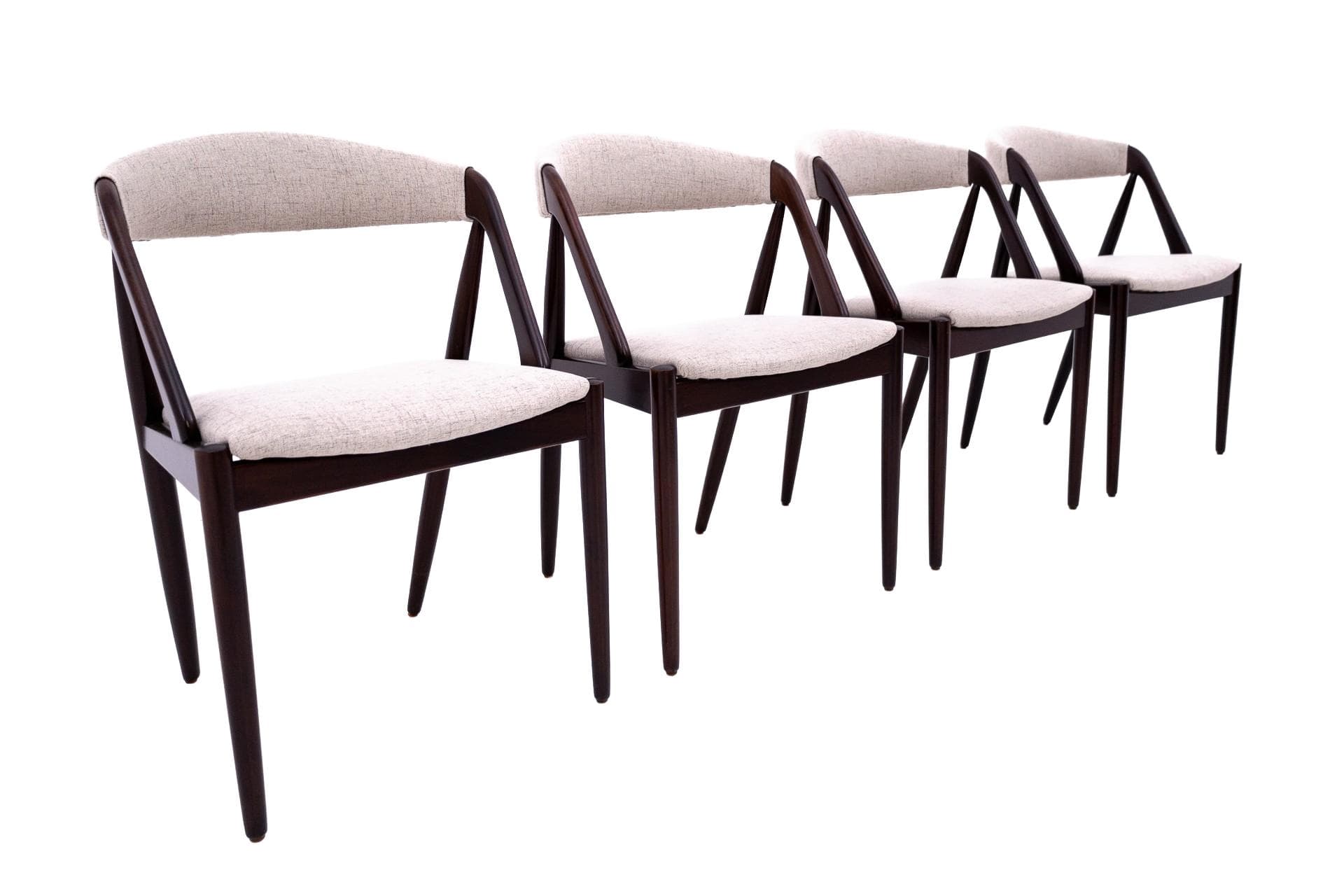 Teak Set of Chairs, by K. Kristiansen, Denmark, 1960s