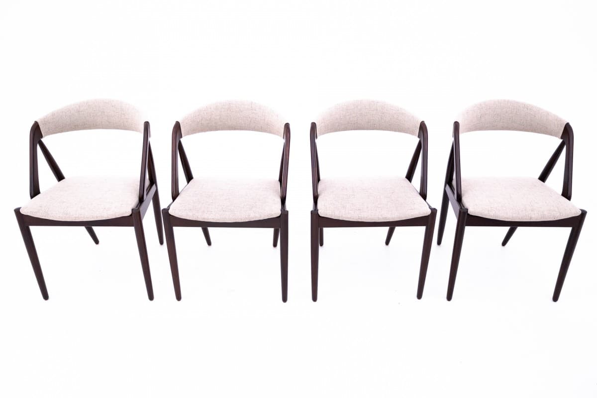 Teak Set of Chairs, by K. Kristiansen, Denmark, 1960s - 58854
