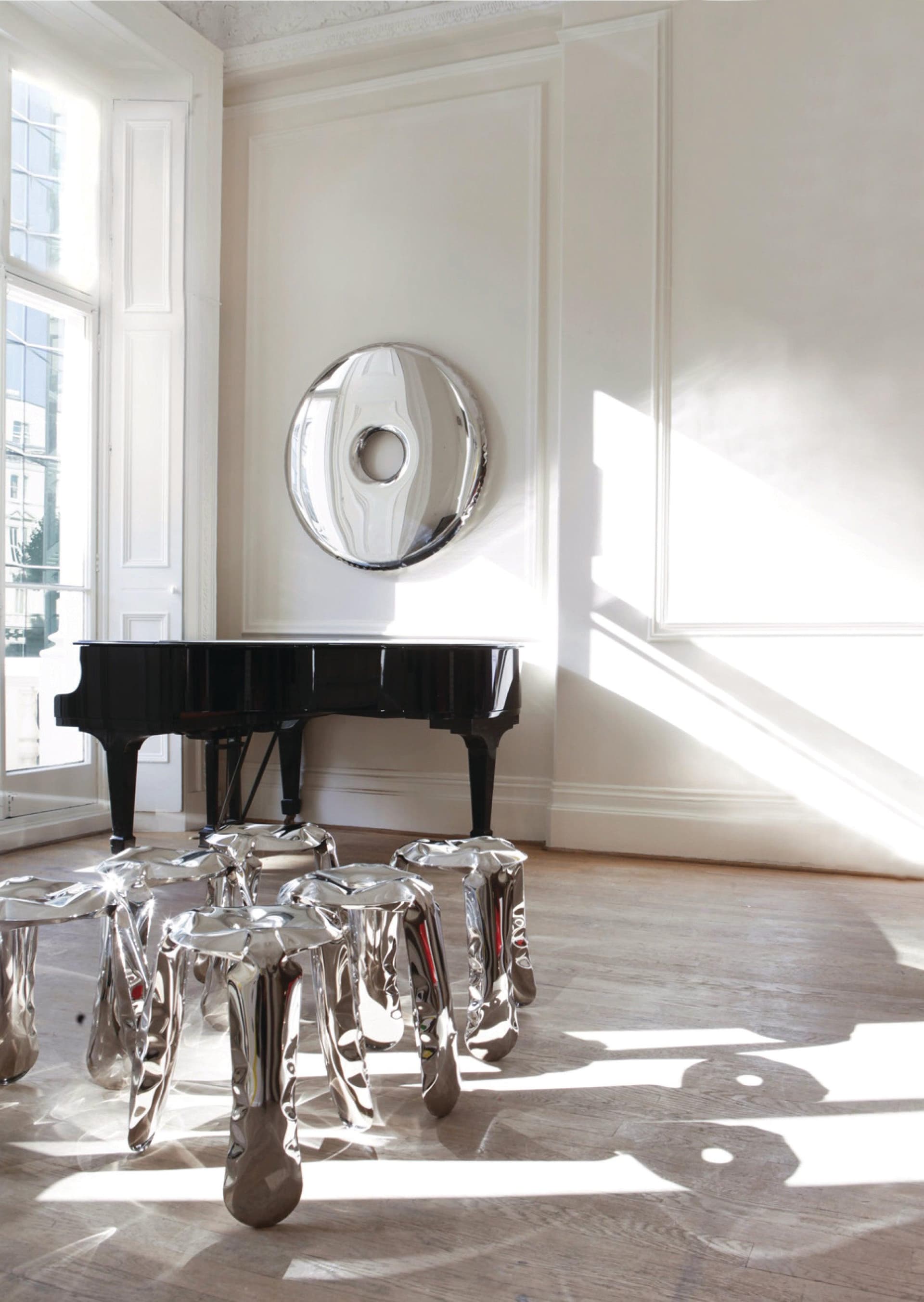 Lustro ścienne RONDO inox, srebrne 95 cm, Zieta Studio - 121538