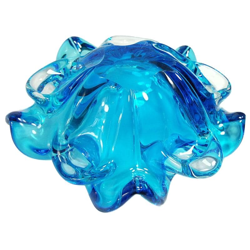 Turkusowo-niebieska patera szklana Murano, Włochy, lata 60. - 7608