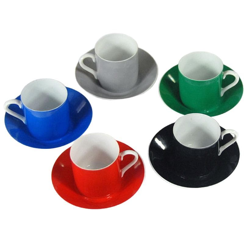 Kolorowe filiżanki kawowe, porcelana, Polska, lata 70. - 7587
