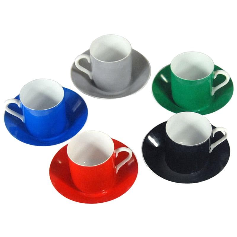 Kolorowe filiżanki kawowe, porcelana, Polska, lata 70.