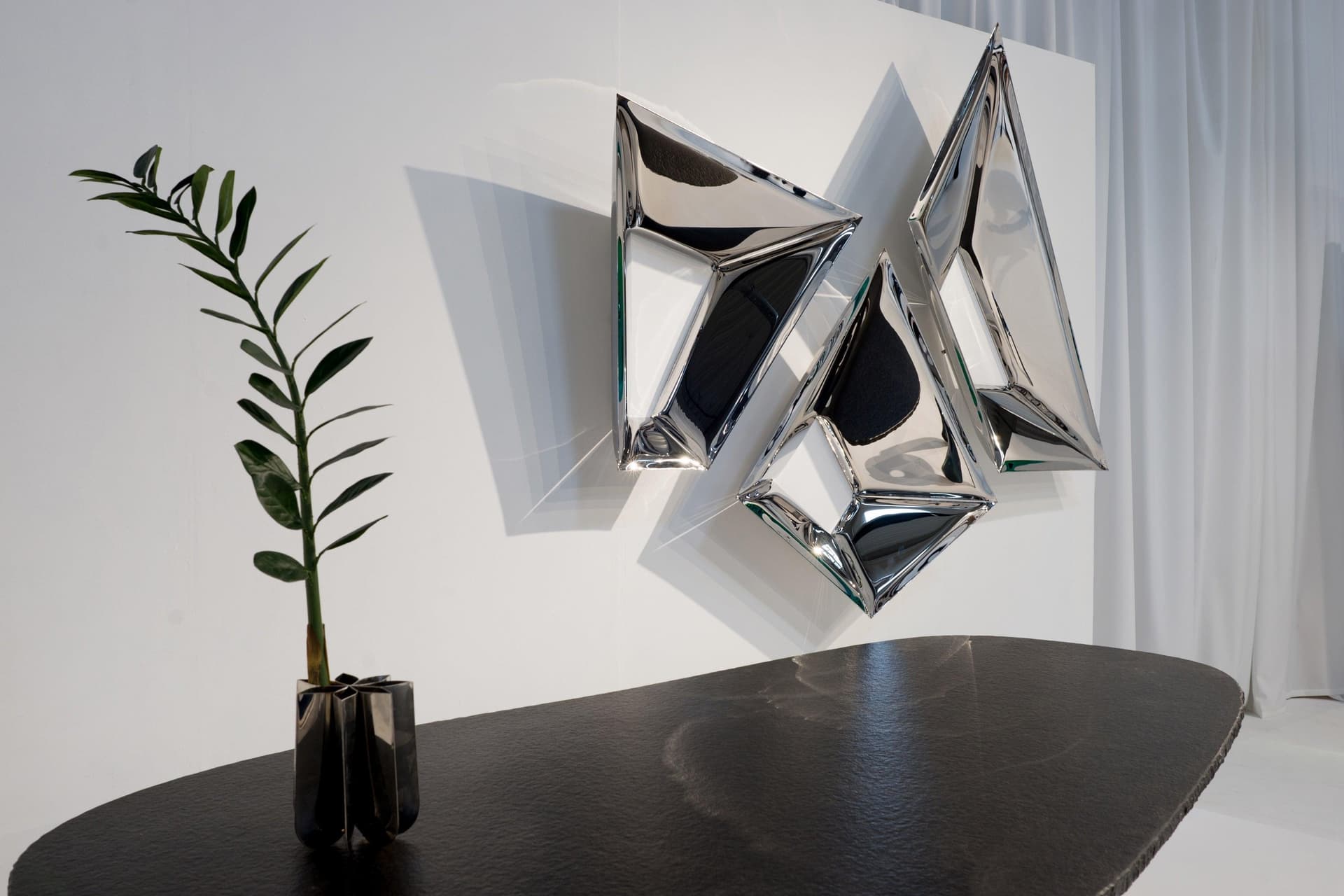 set of three CRYSTALS wall mirrors, steel, silver, Zieta Studio - 120573