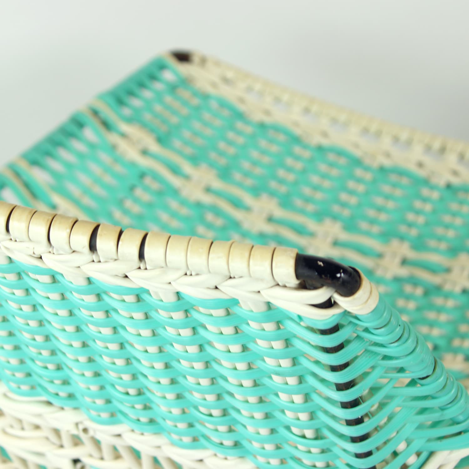 Zestaw wypoczynkowy, turkusowy, metal, plastik, drewno, Czechosłowacja, lata 60. - 108292