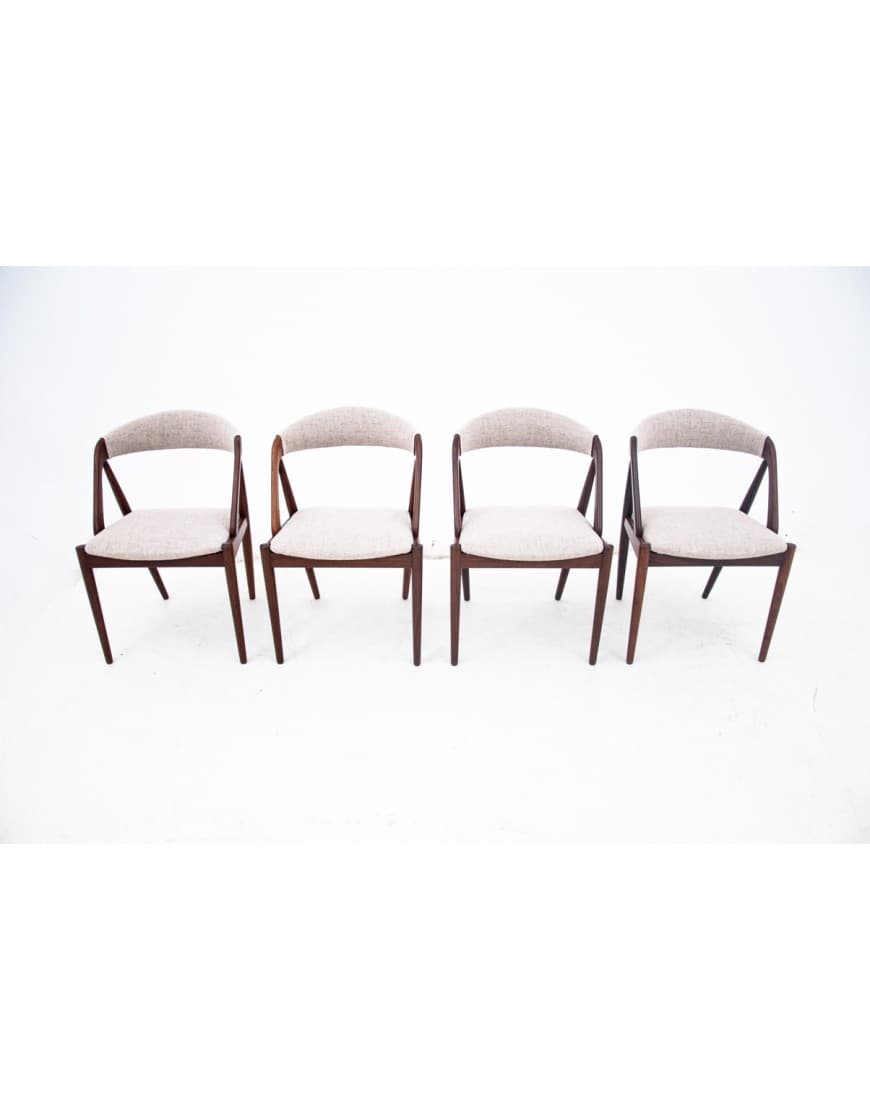 Tekowy komplet krzeseł, proj. K. Kristiansen, Dania, lata 60. - 60442