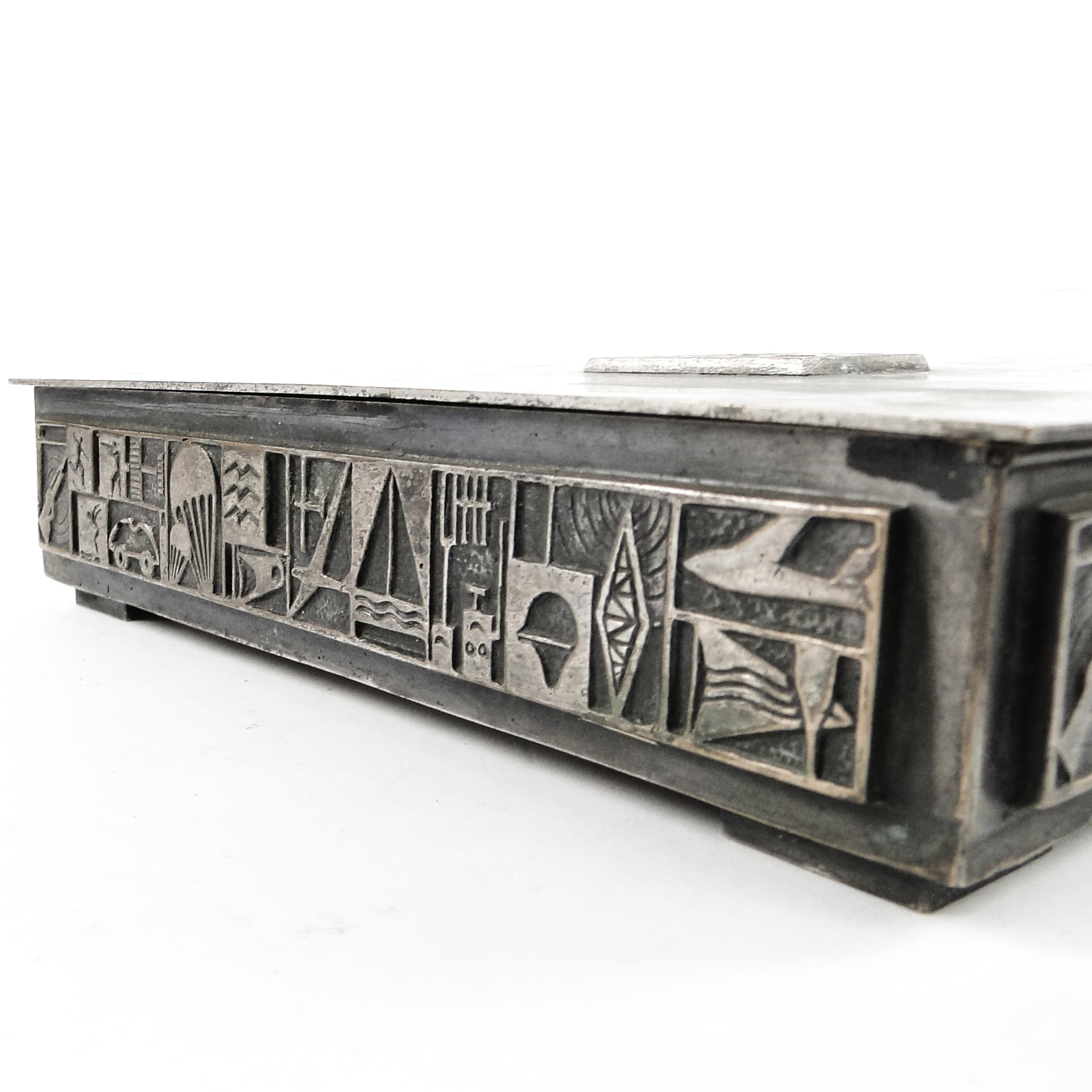 Postmodernist cigar and cigarette humidor, silver-plated brass, USSR, 1960s. - 108806