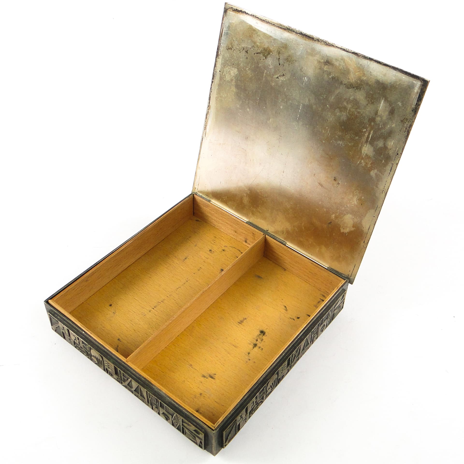 Postmodernist cigar and cigarette humidor, silver-plated brass, USSR, 1960s. - 108809