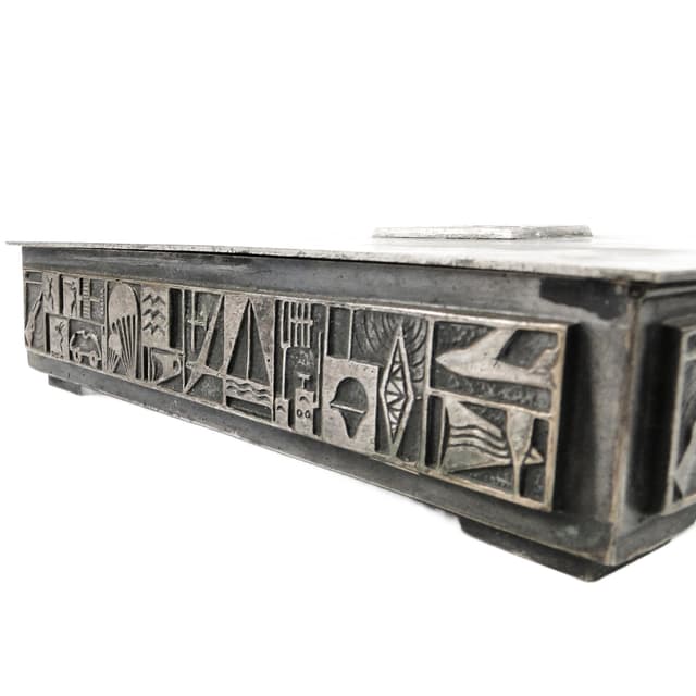 Postmodernist cigar and cigarette humidor, silver-plated brass, USSR, 1960s. - DIMENSION