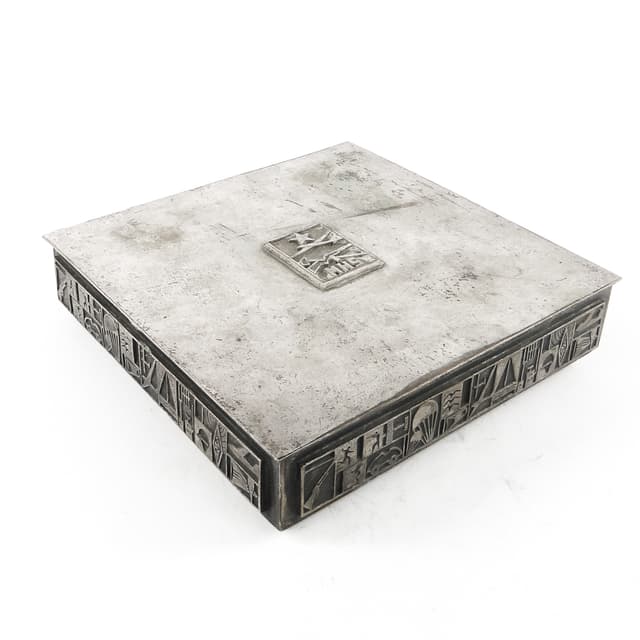 Postmodernist cigar and cigarette humidor, silver-plated brass, USSR, 1960s. - DIMENSION