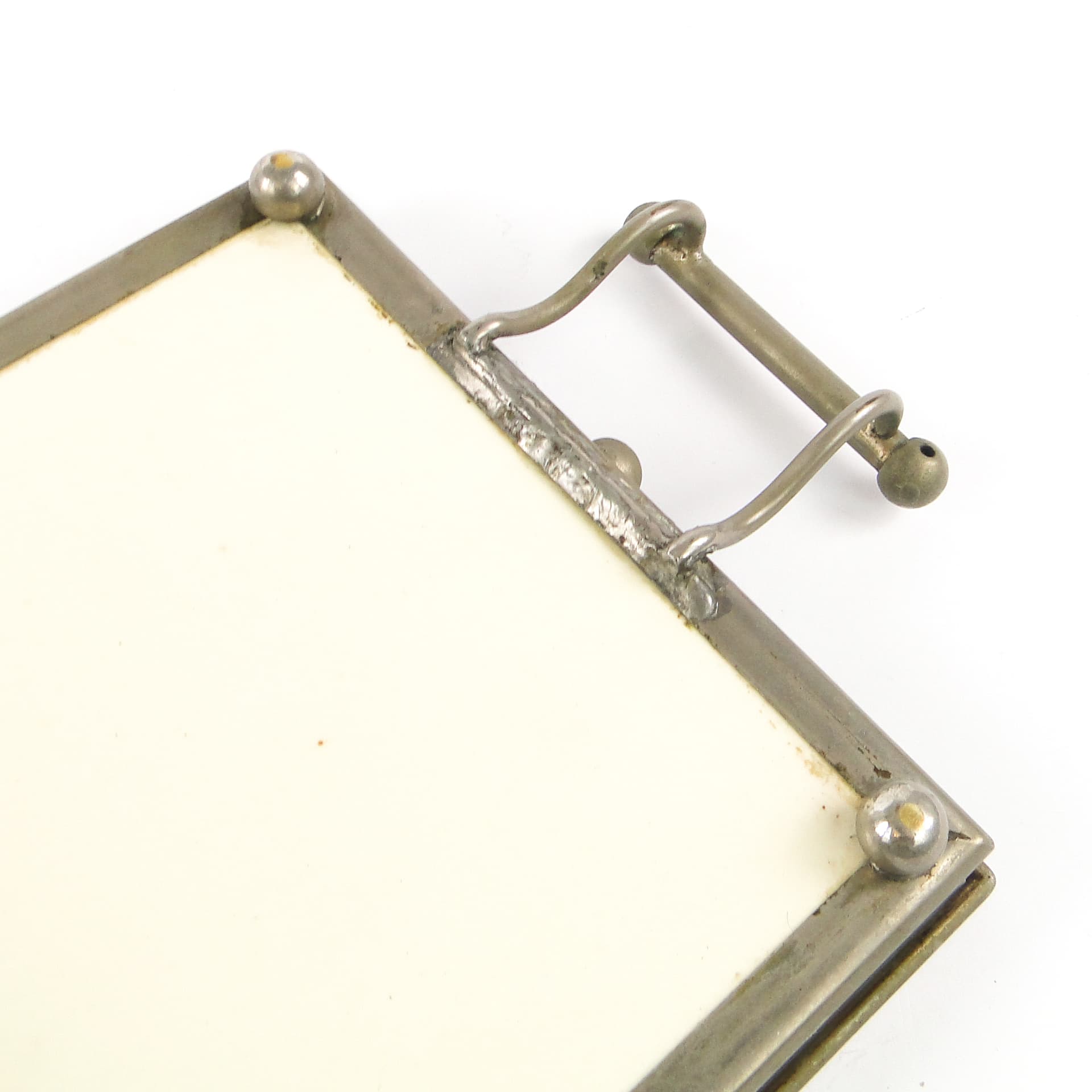 Taca secesyjna, mosiądz srebrzony, porcelana biała, Austria, początek XX w. - 108866