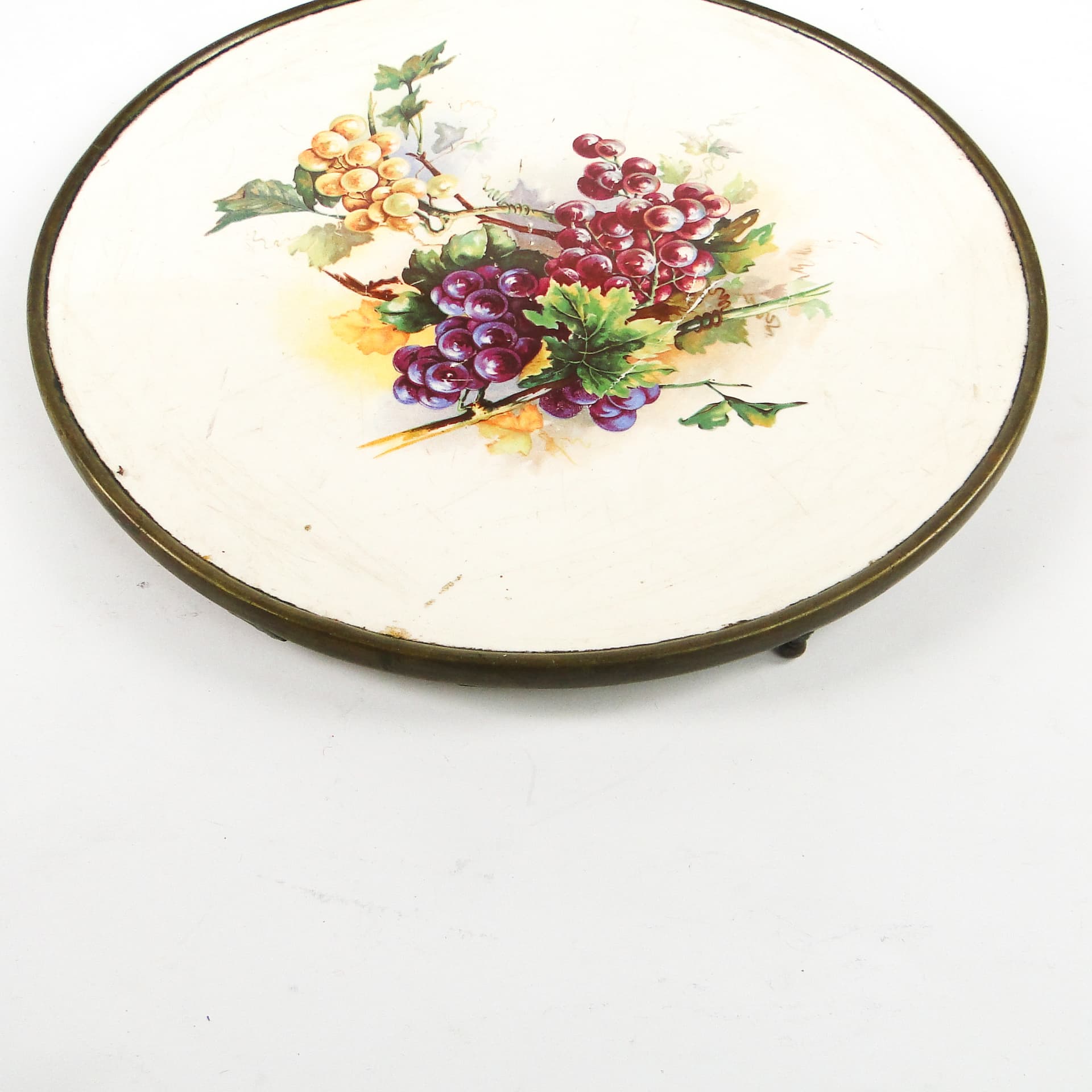 Taca secesyjna, mosiądz srebrzony, porcelana biała, Austria, początek XX w. - 108871