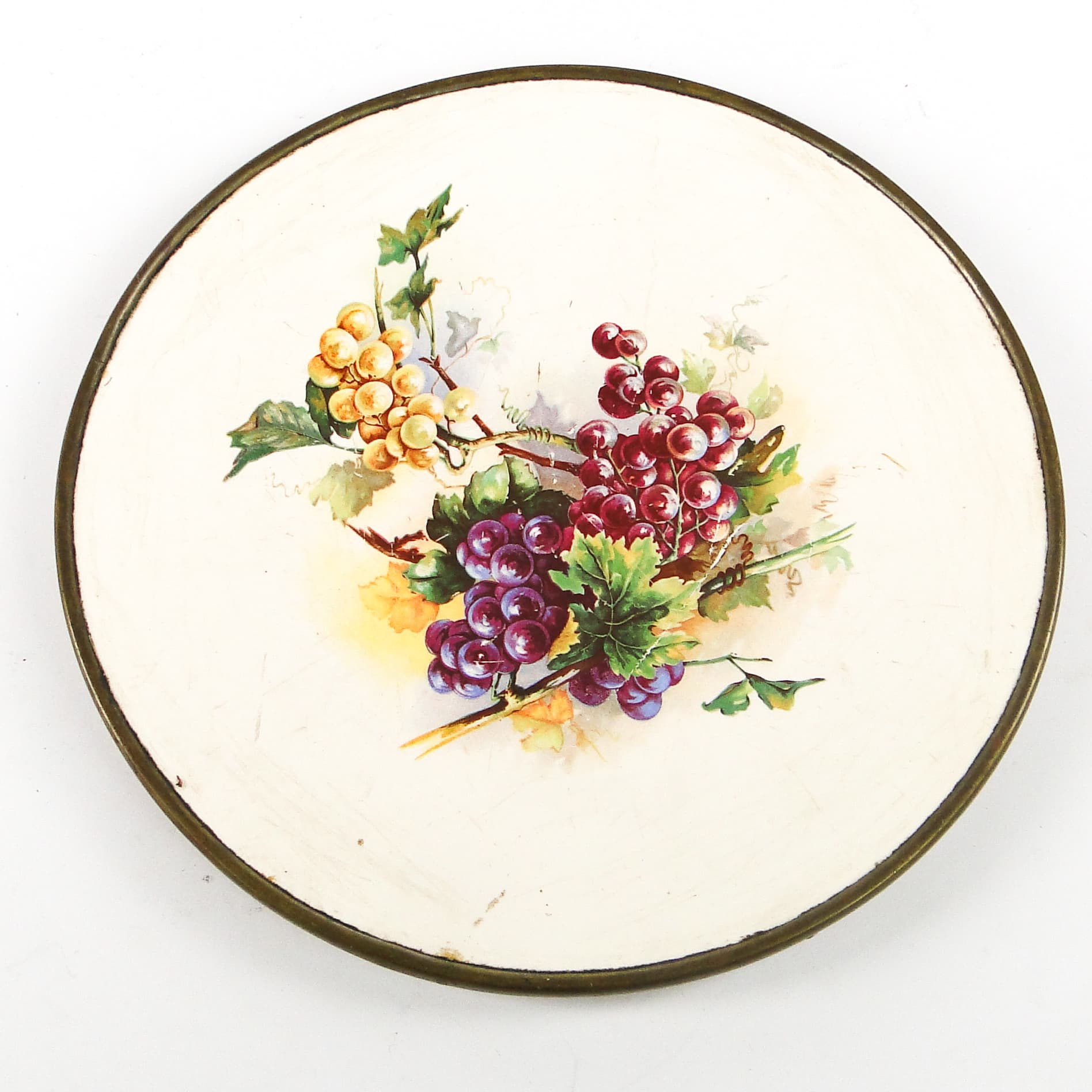 Taca secesyjna, mosiądz srebrzony, porcelana biała, Austria, początek XX w. - 108869