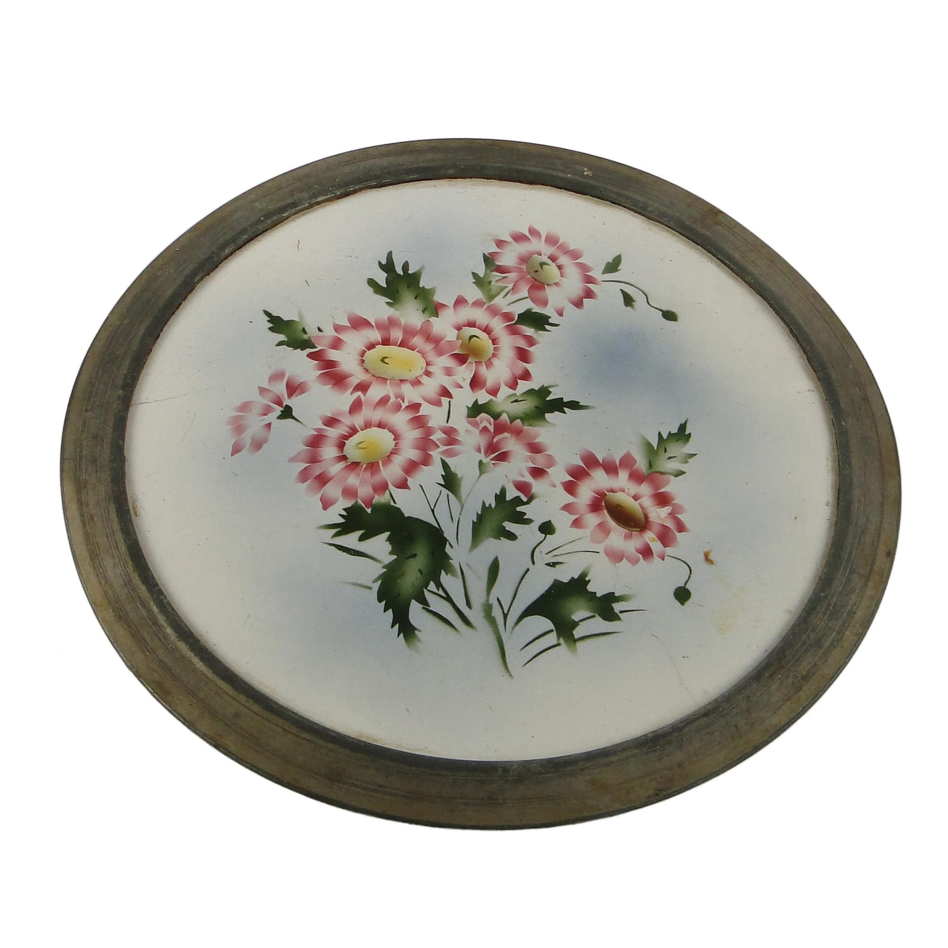 Taca secesyjna, mosiądz srebrzony, porcelana biała, Austria, początek XX w.