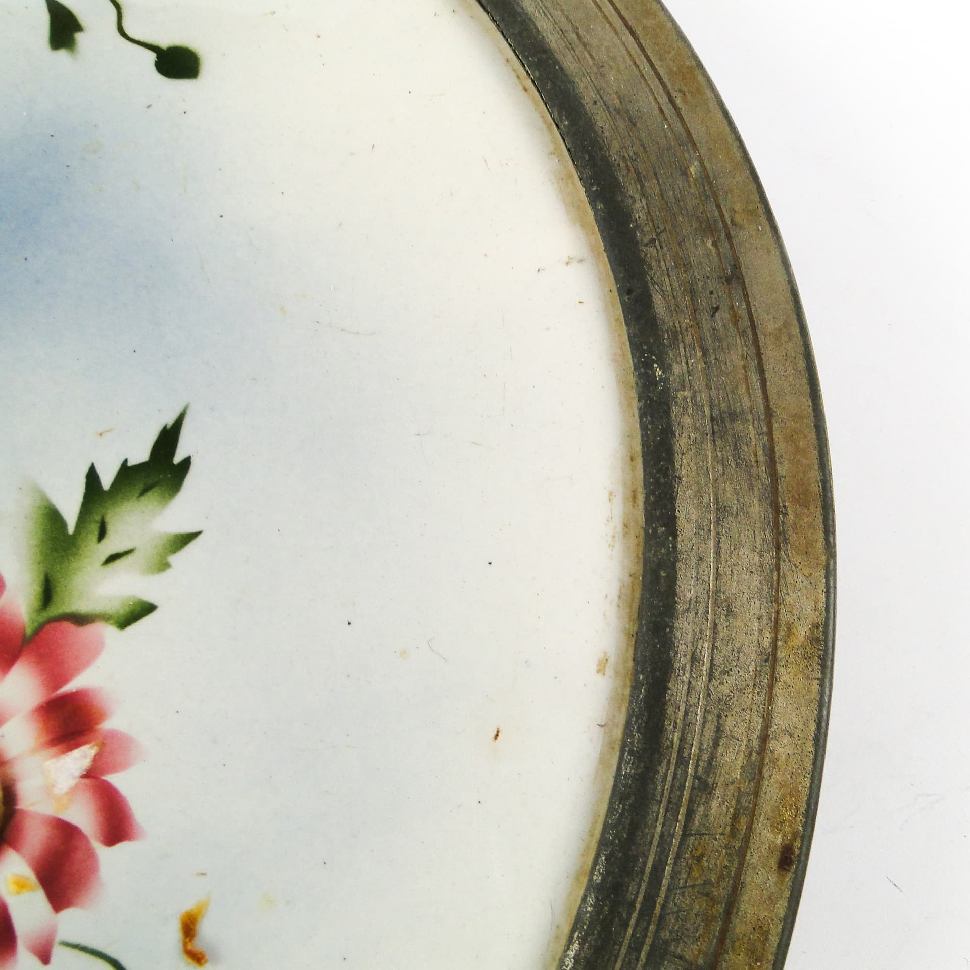 Taca secesyjna, mosiądz srebrzony, porcelana biała, Austria, początek XX w. - 108898