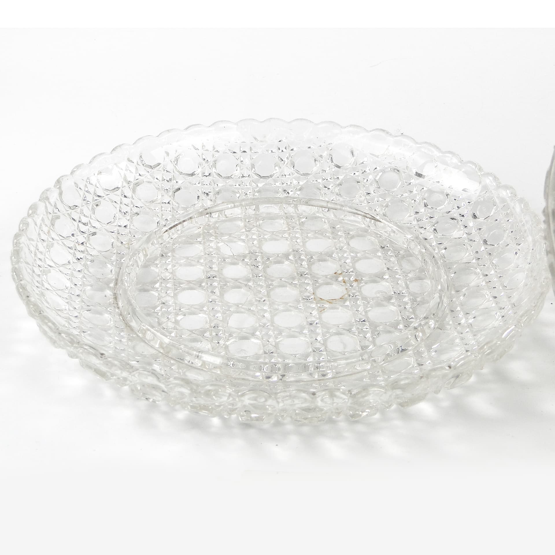 Pojemnik na ser lub masło Art Deco, szkło prasowane, Czechosłowacja, lata 50. - 108934