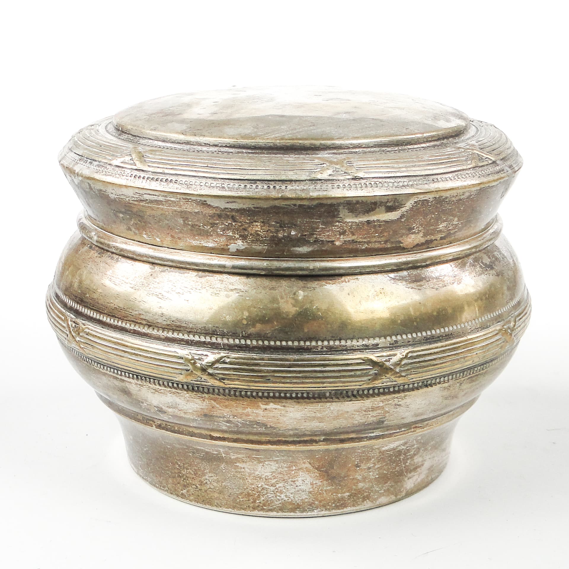 Bomboniera eklektyczna, mosiądz srebrzony, Belgia, XIX w. - 108942