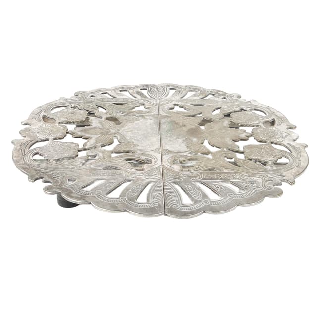 Taca pod gorące naczynia Rococo, mosiądz srebrzony, Dania, lata 60. - WYMIARY