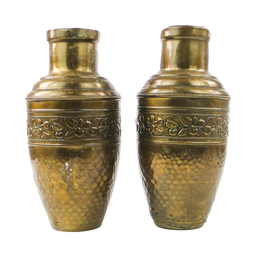pair of Art Nouveau amphorae, brass, France, early 20th c.