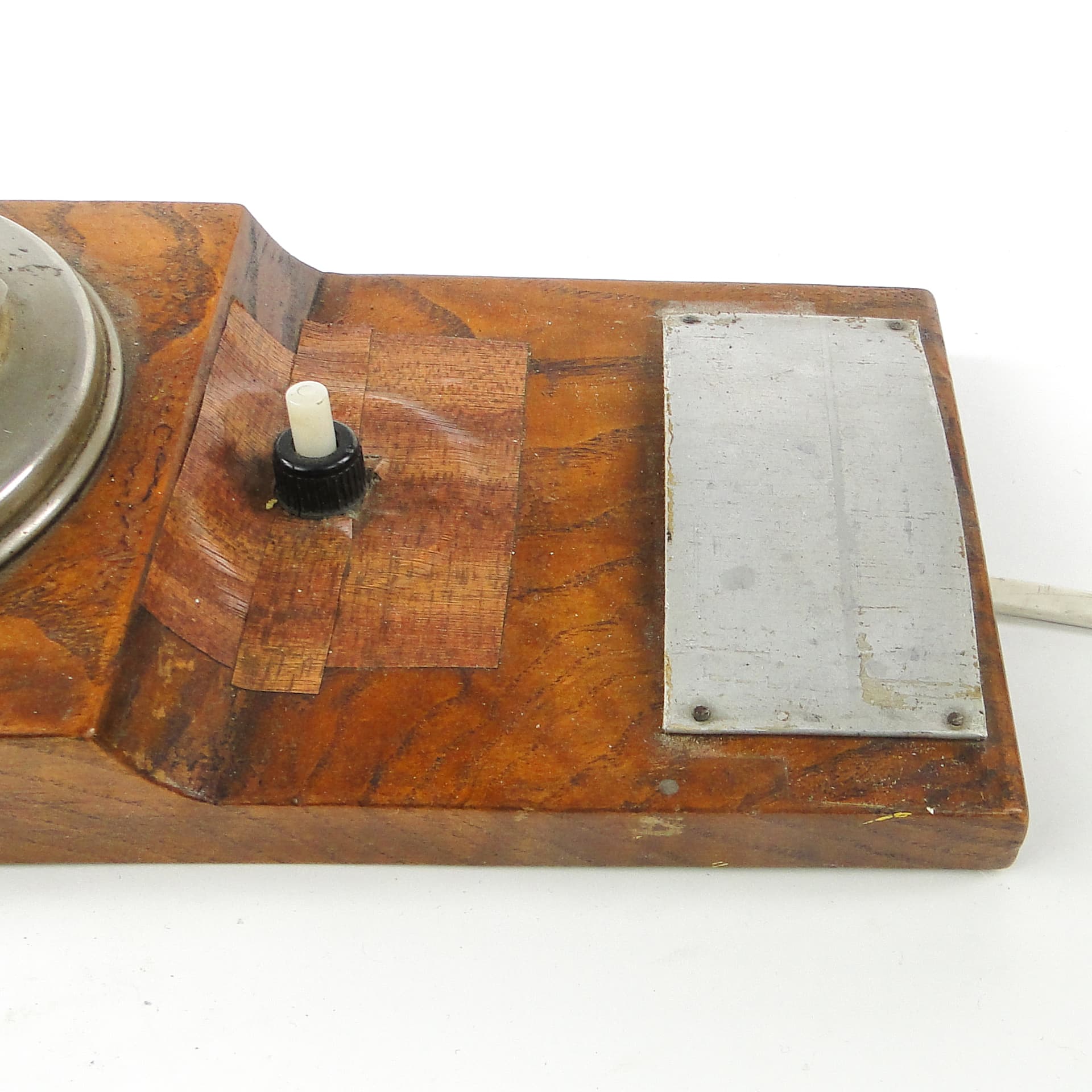 Art Deco wall sconce, nickel-plated brass, walnut wood, Czechoslovakia, 1950s. - 109084