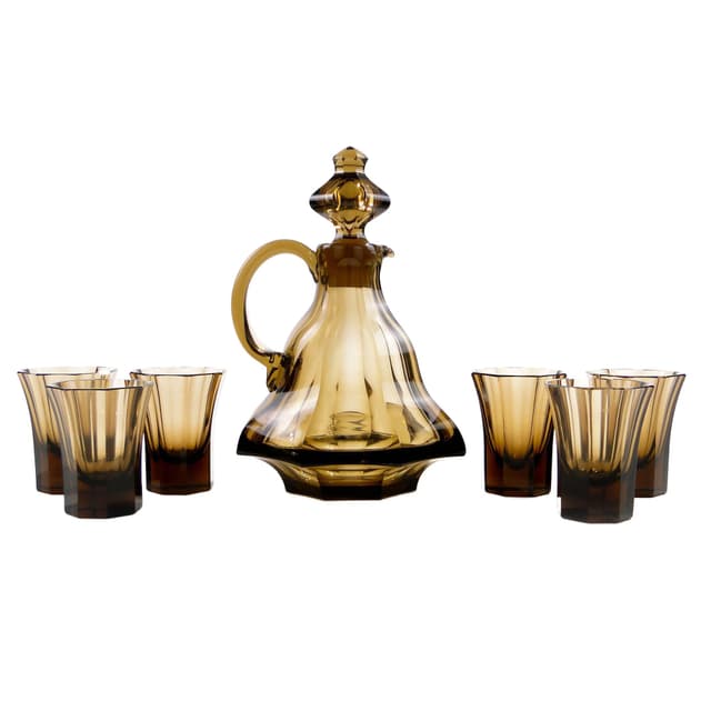 Serwis do wina Art Déco, oliwka, kryształ, proj. O. Graff, Francja, lata 30. - WYMIARY