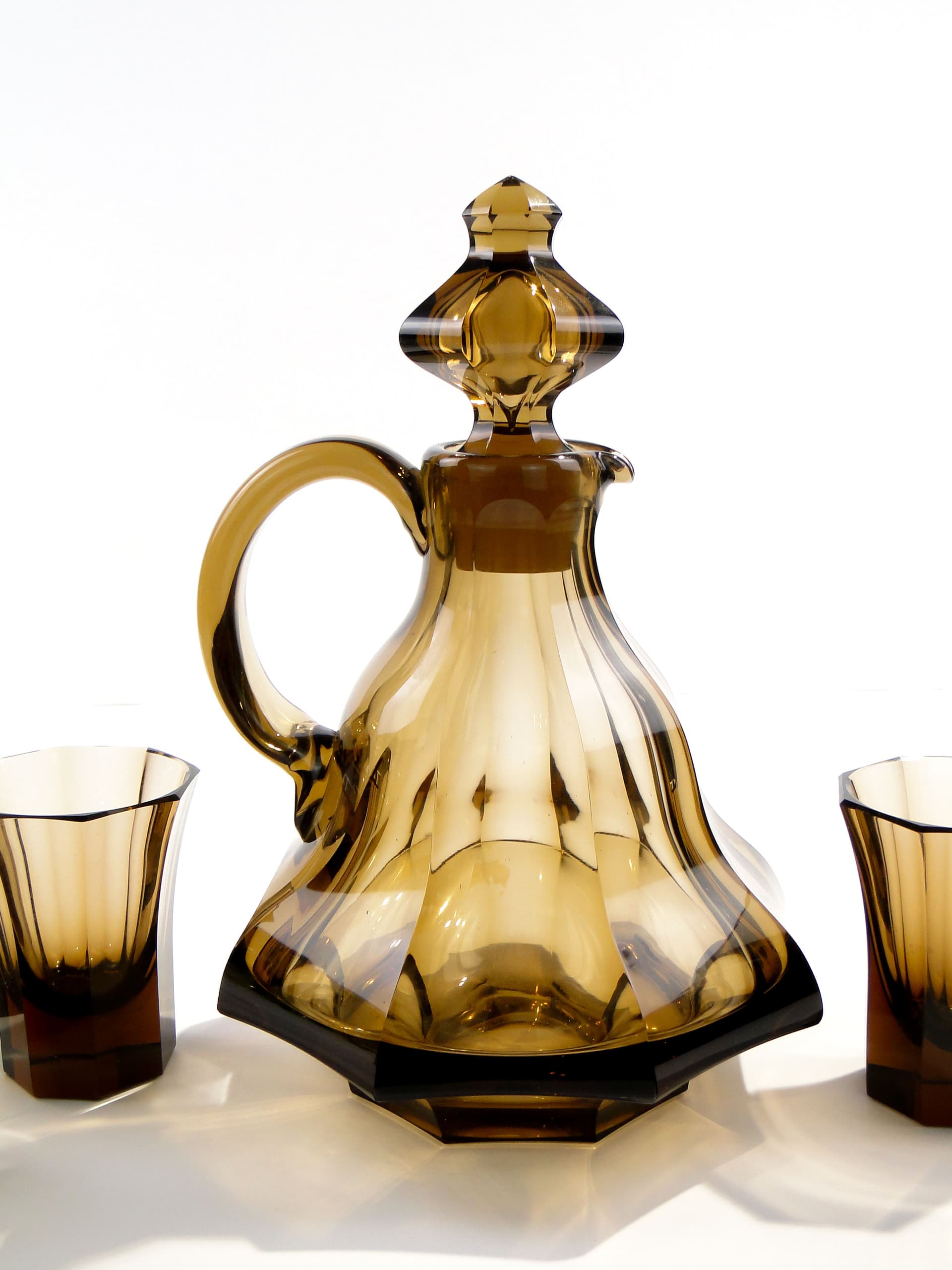 Serwis do wina Art Déco, oliwka, kryształ, proj. O. Graff, Francja, lata 30. - 7691