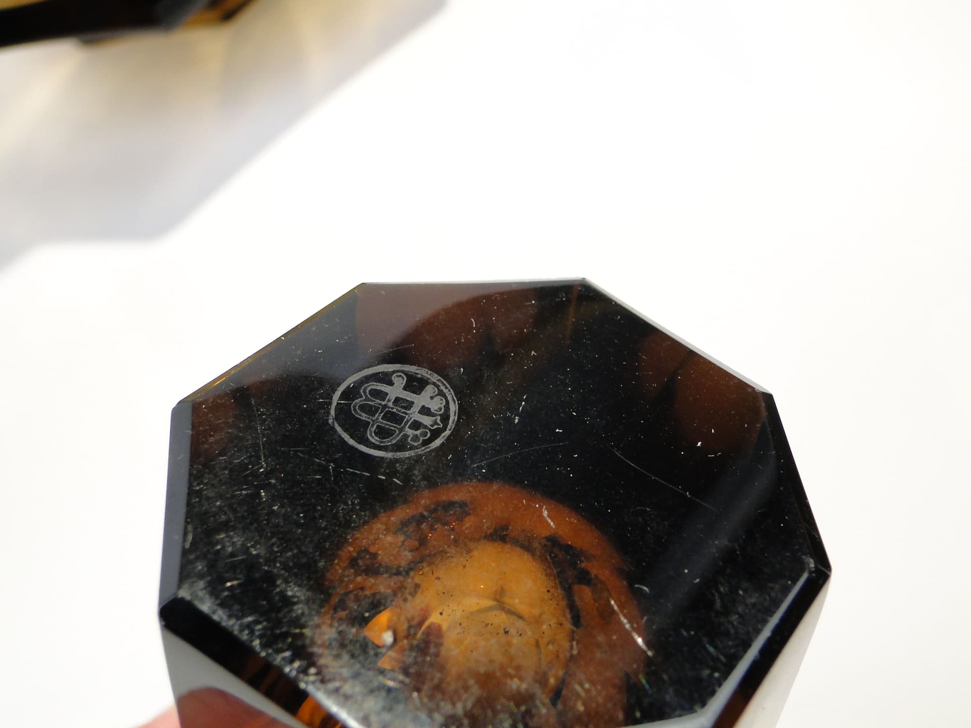 Serwis do wina Art Déco, oliwka, kryształ, proj. O. Graff, Francja, lata 30. - 7700