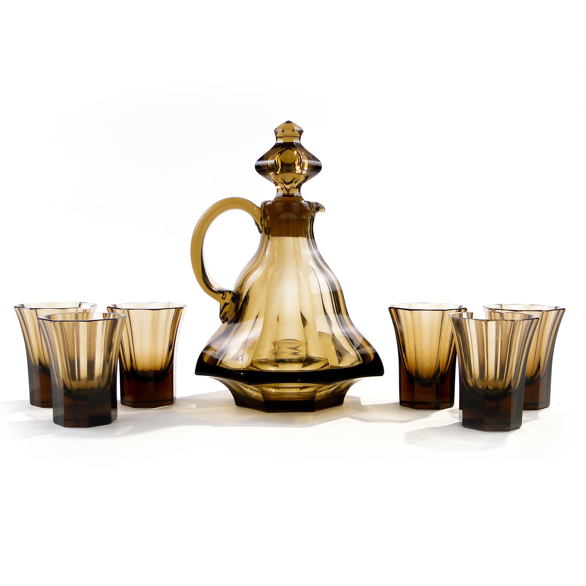 Serwis do wina Art Déco, oliwka, kryształ, proj. O. Graff, Francja, lata 30. - 7689