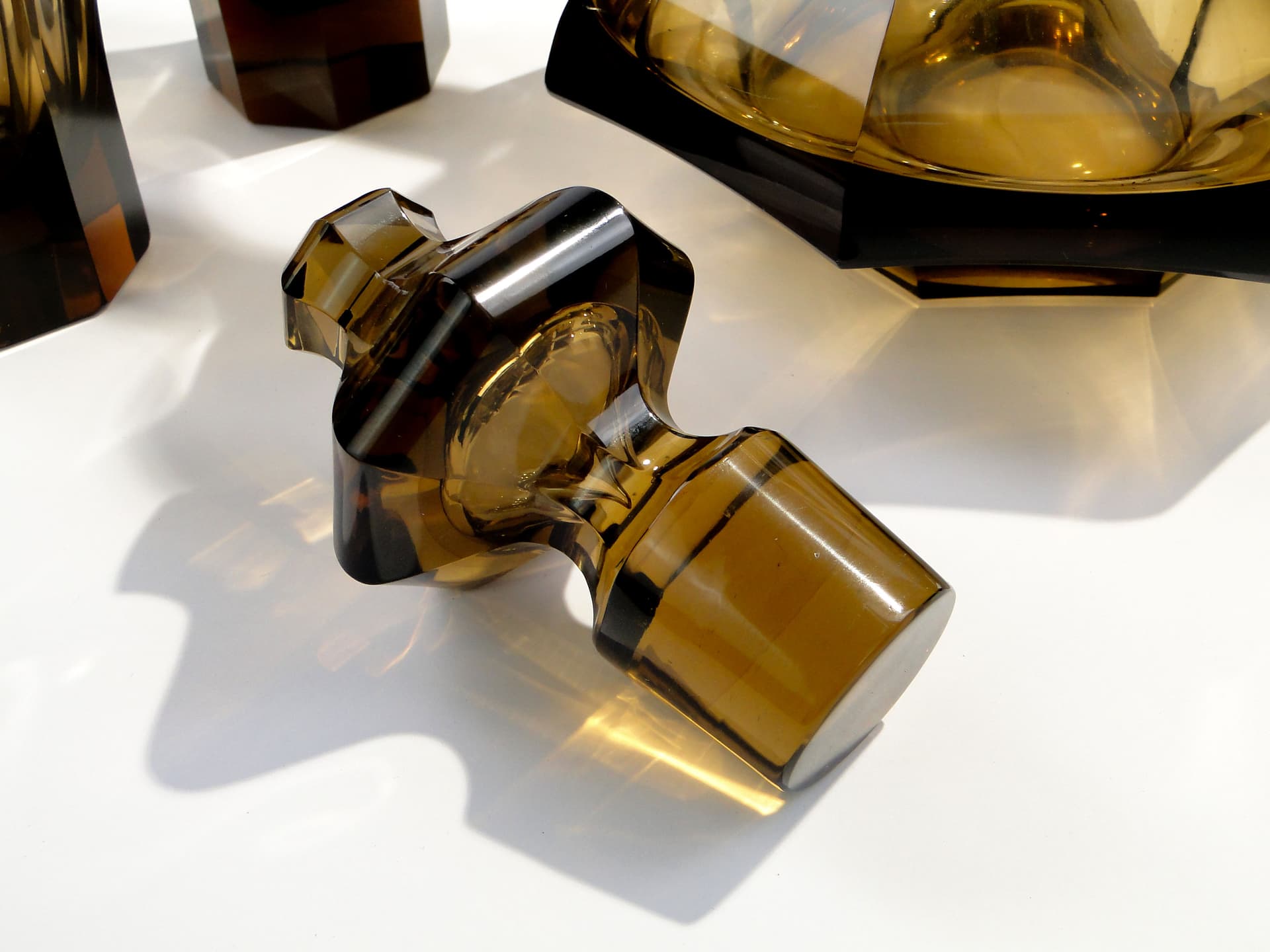 Serwis do wina Art Déco, oliwka, kryształ, proj. O. Graff, Francja, lata 30. - 7698