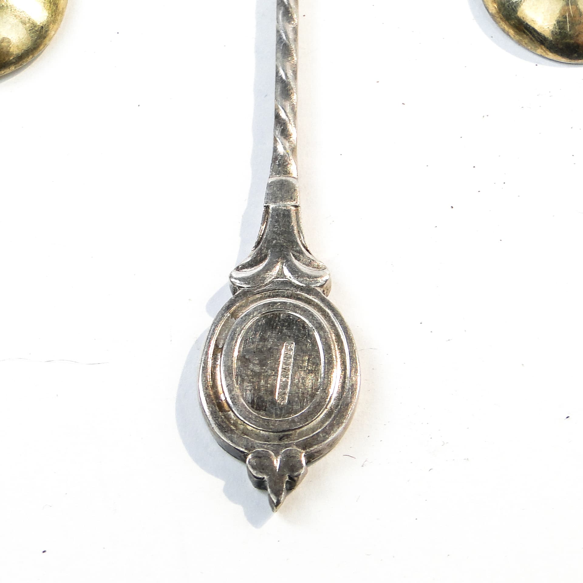 Komplet łyżek do koktajli neoklasycyzm, mosiądz srebrzony, G.A.B., Szwecja, lata 30. - 109135