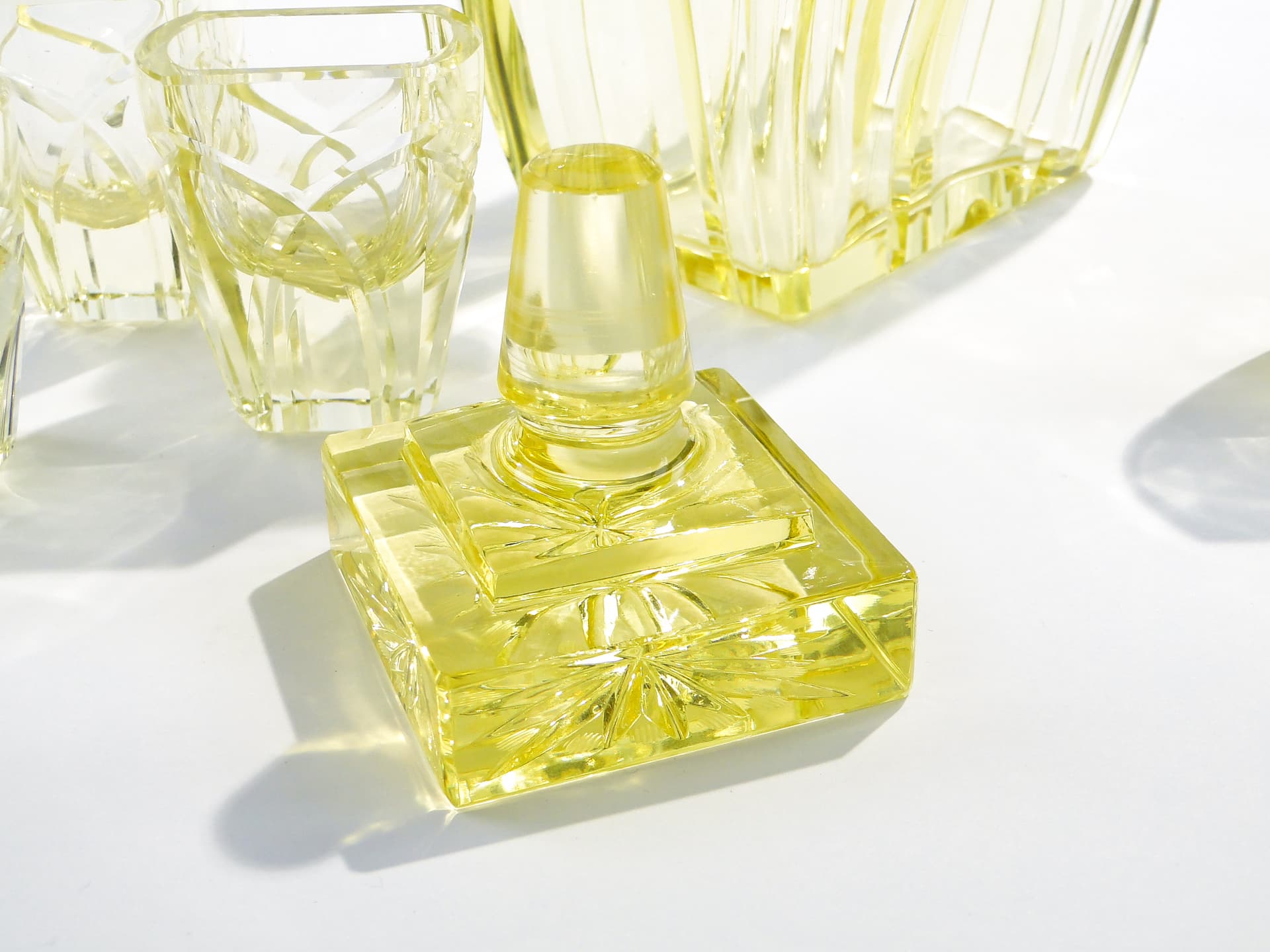 Liqueur set Art Deco, yellow crystal, Czech Republic, 1930s. - 7711