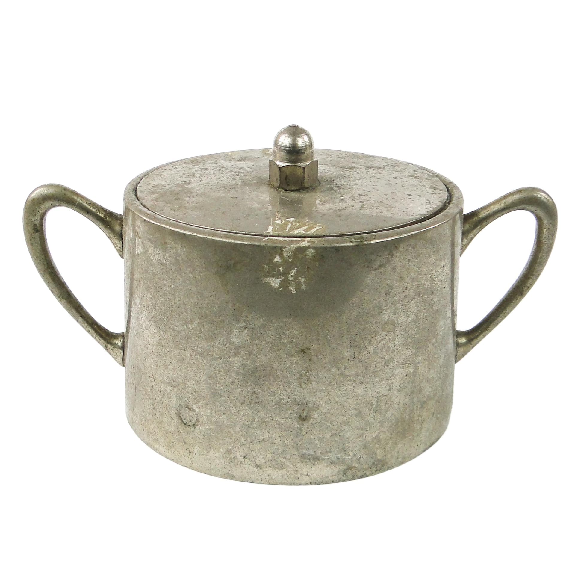 Sugar bowl, Art Nouveau, nickel-plated brass, by I. Taschner, Germany, early 20th c.