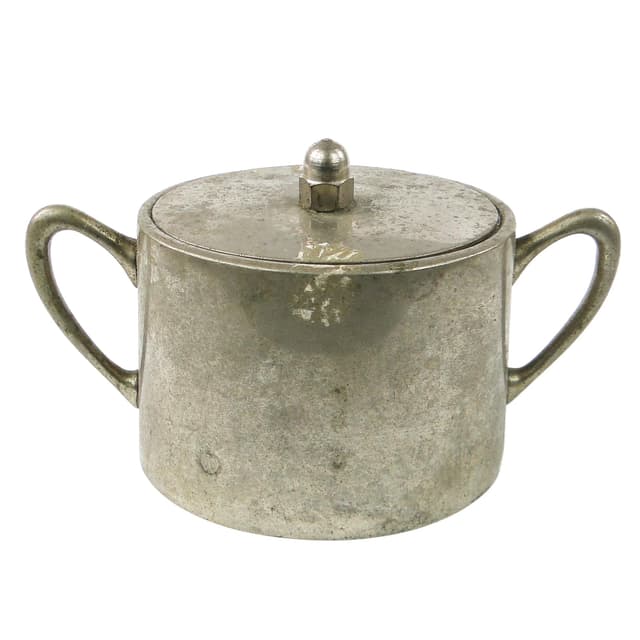 Sugar bowl, Art Nouveau, nickel-plated brass, by I. Taschner, Germany, early 20th c. - DIMENSION