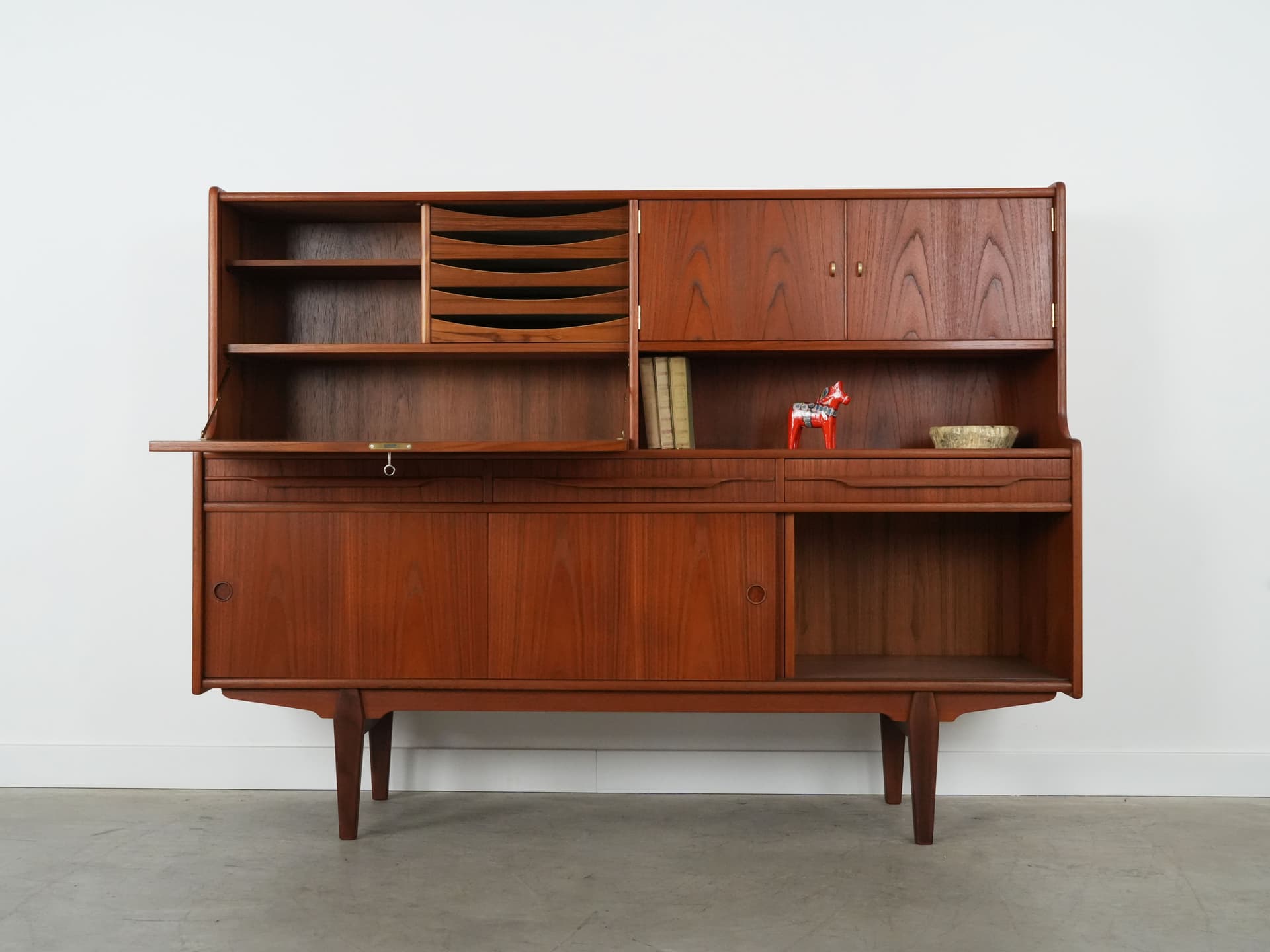 Highboard, dark brown teak, Denmark, 1960s. - 109284