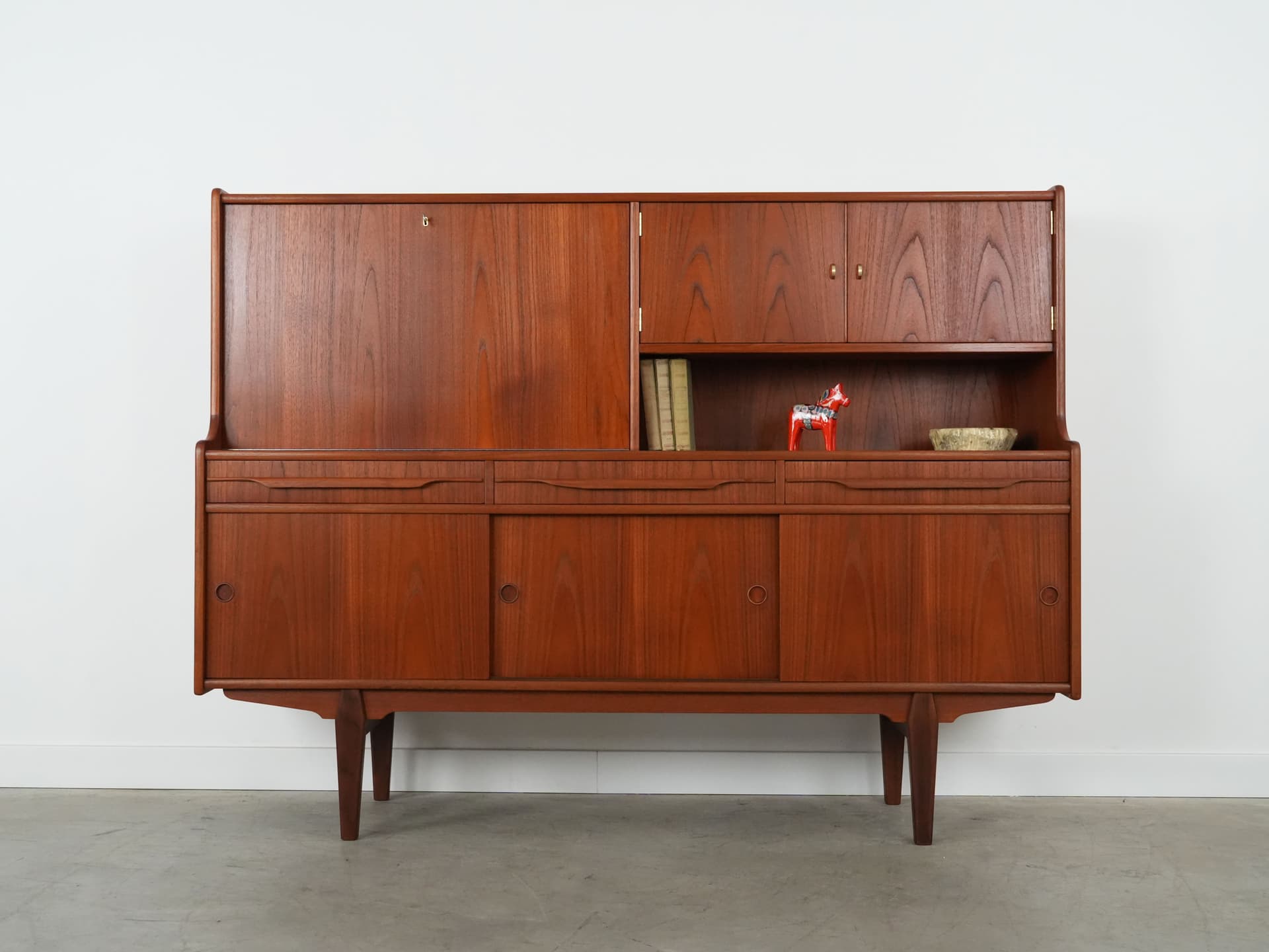 Highboard, dark brown teak, Denmark, 1960s. - 109286