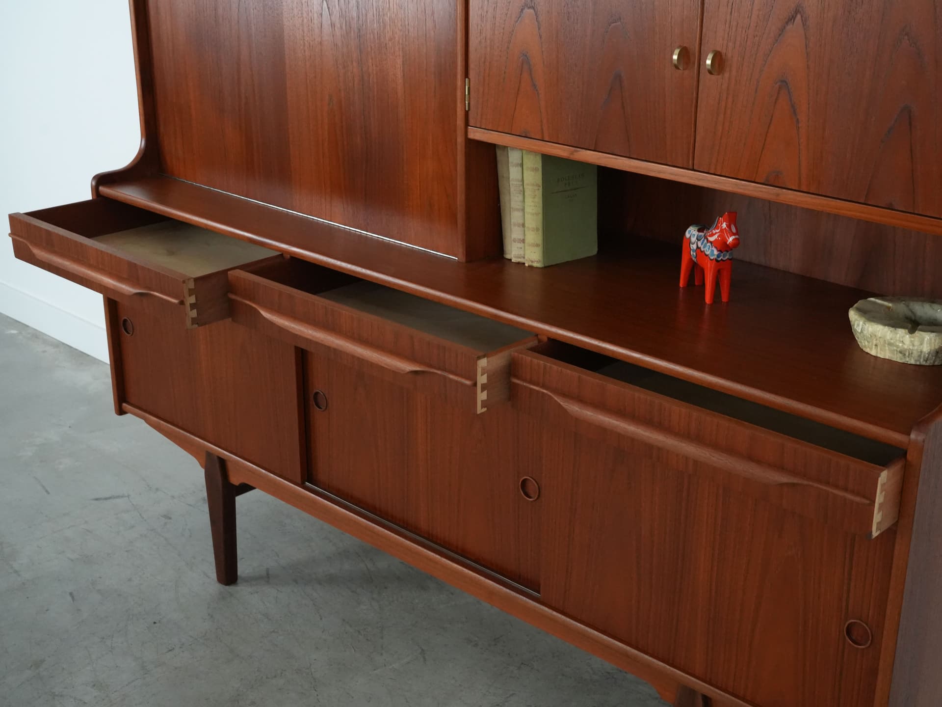 Highboard, dark brown teak, Denmark, 1960s. - 109289