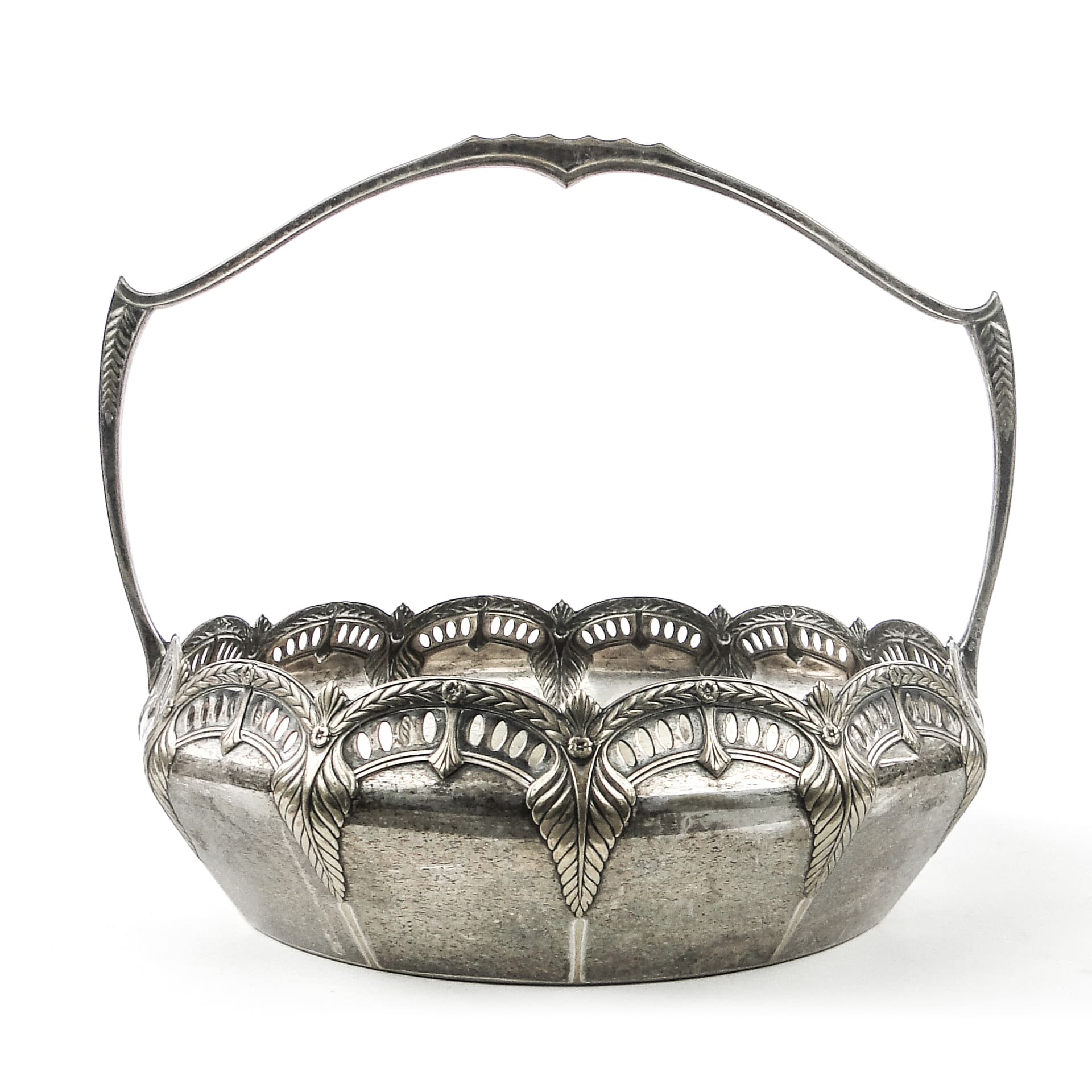 Kosz secesyjny Art Nouveau, mosiądz srebrzony, WMF, Niemcy, początek XX w. - 109302