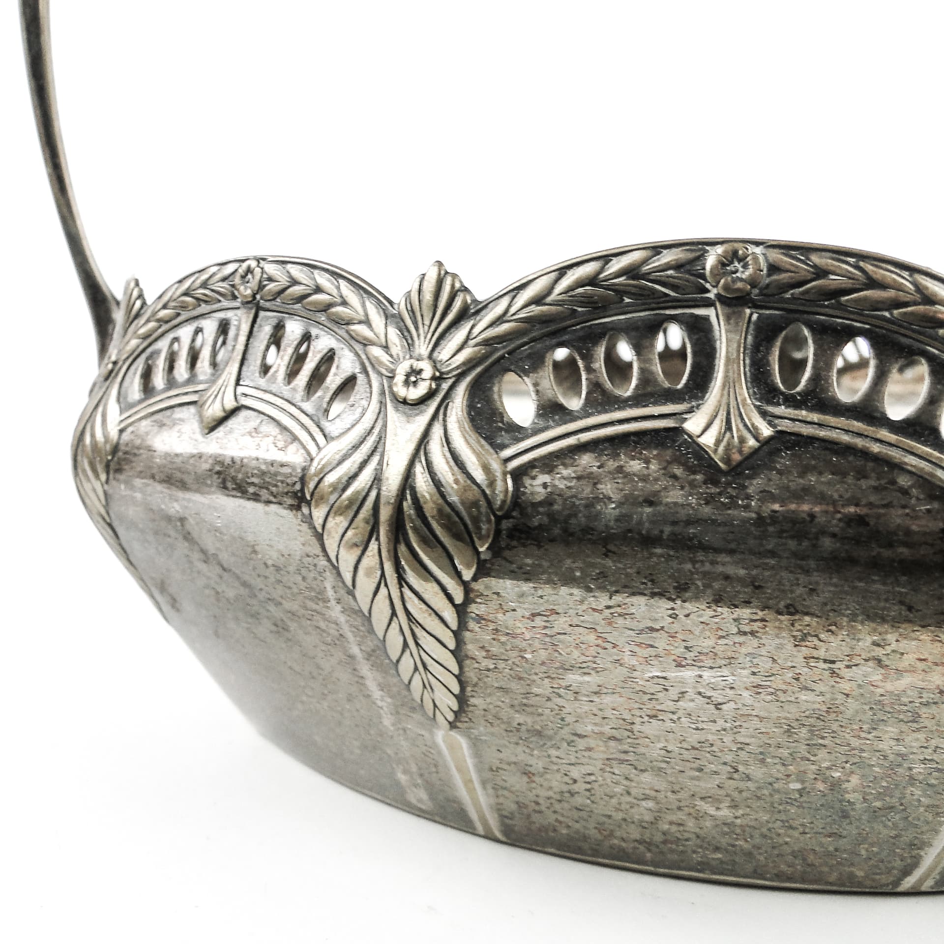 Kosz secesyjny Art Nouveau, mosiądz srebrzony, WMF, Niemcy, początek XX w. - 109305