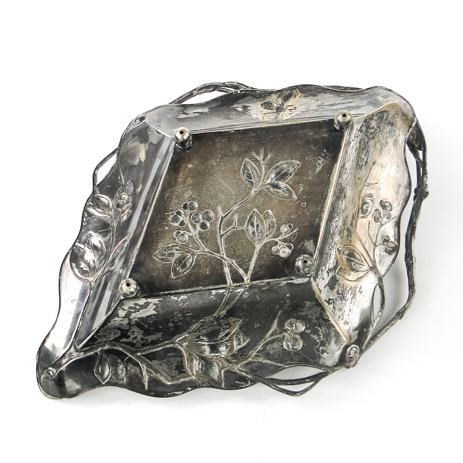 Kosz Art Nouveau, mosiądz srebrzony, WMF, Niemcy, początek XX w. - 109320