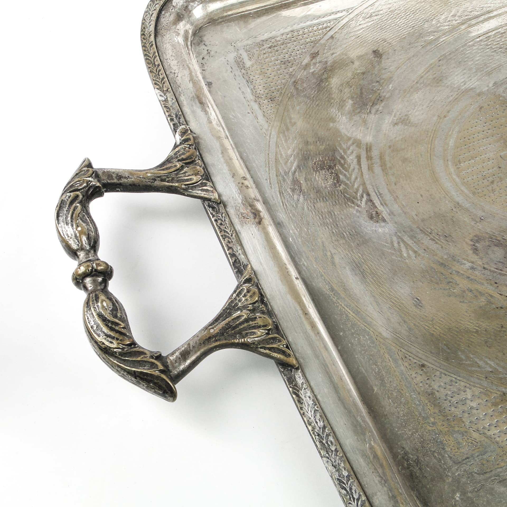 Taca serwisowa eklektyczna, mosiądz srebrzony, Polska, XIX w. - 109334