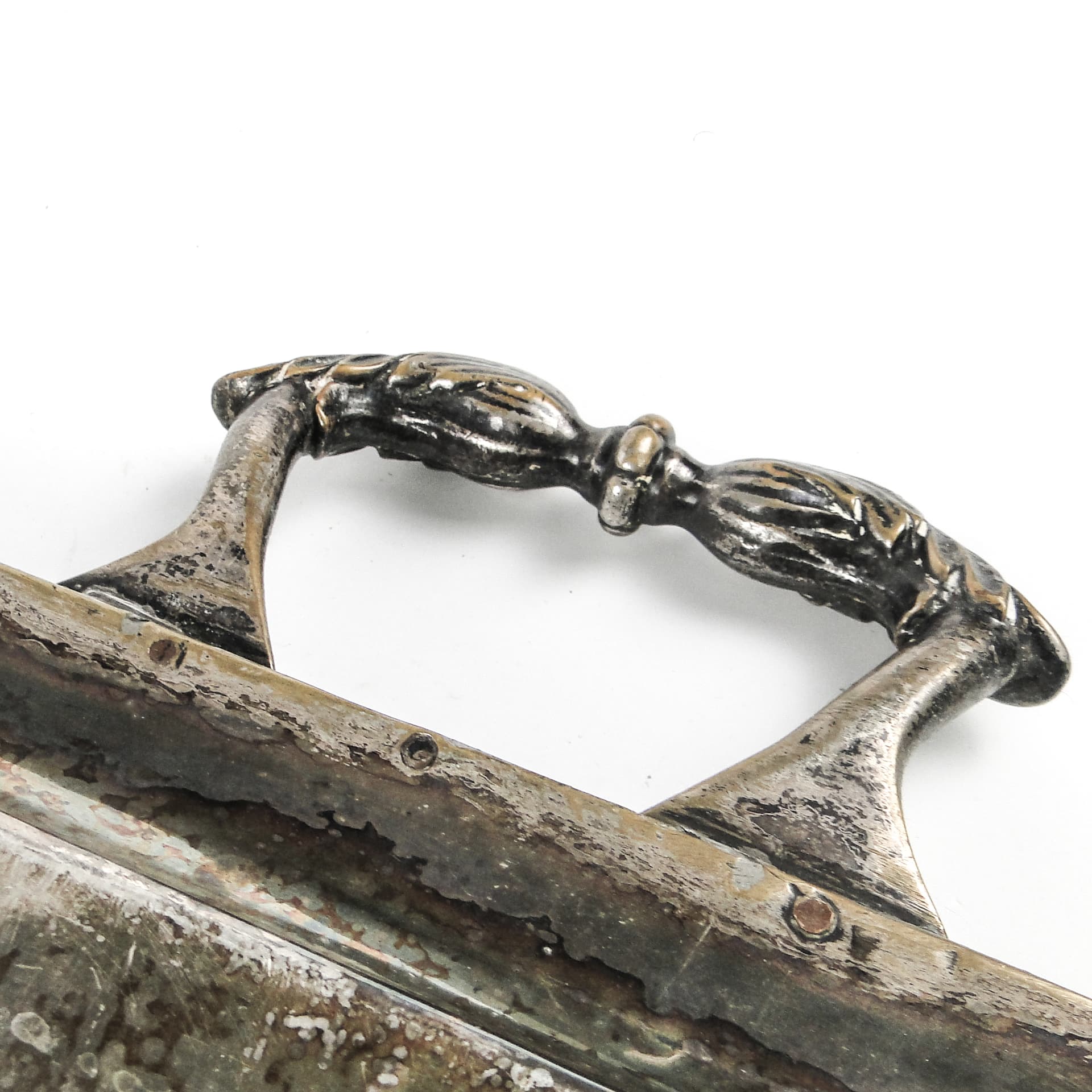 Taca serwisowa eklektyczna, mosiądz srebrzony, Polska, XIX w. - 109337