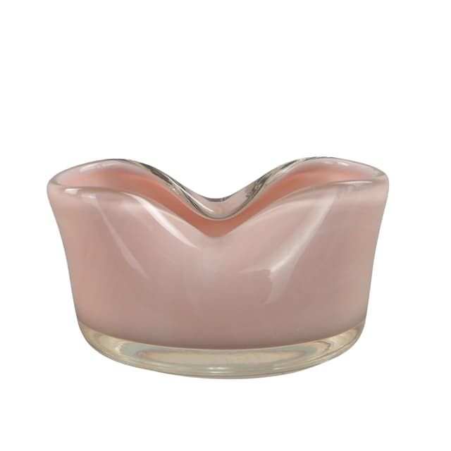 Popielniczka, różowy, szkło, proj. J. Słuczan-Orkusz, Polska, lata 80. - WYMIARY